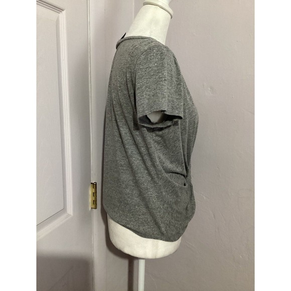 Aqua Heather Gray Twist Front Short Sleeve Top - Picture 3 of 5